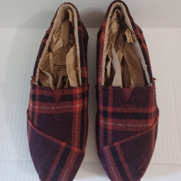 TOMS WOMEN'S ALPARGATA PLAID SLIP ON SHOES - Picture 13 of 13